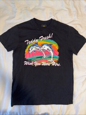 Teddy Fresh Wish You Were Here Dolphin T-Shirt Black Multi color XS